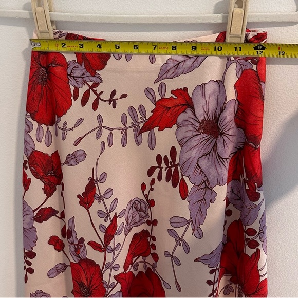 Floral Print Satin Midi Skirt - Picture 5 of 5